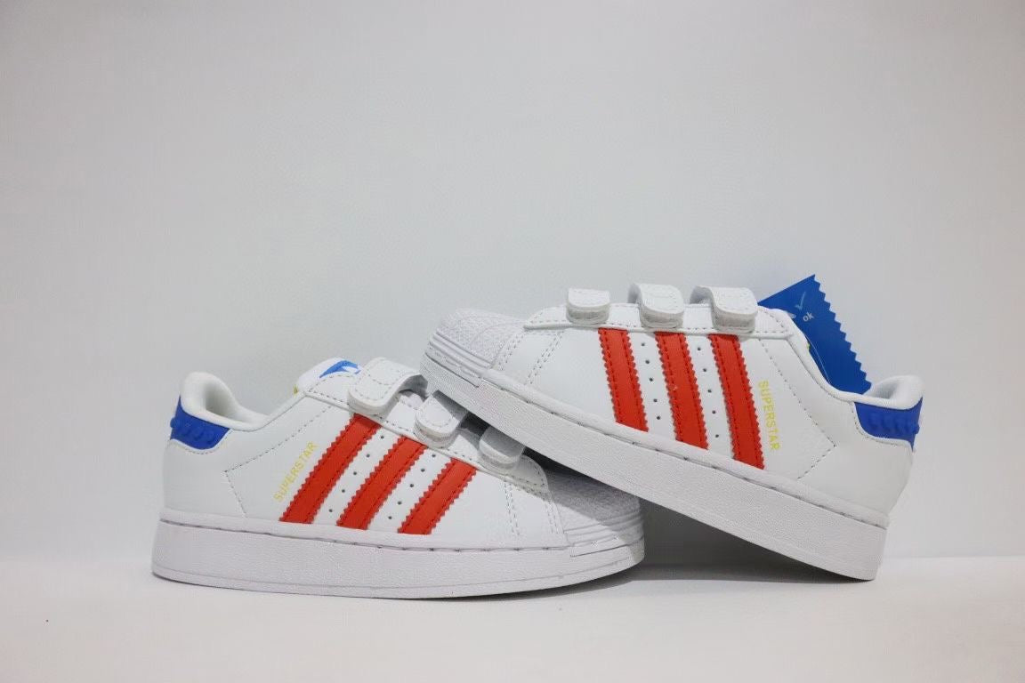 Shell toe two-layer cartoon children's shoes" white, red"