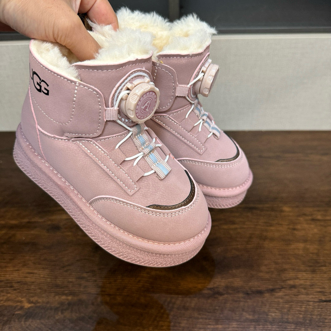 U-GG mid-cut swivel button plus suede leather children's shoes" pink"