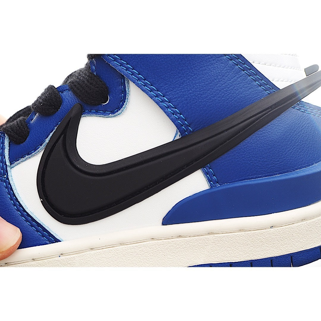 Nike Dunk High Top Swoosh " white, blue"