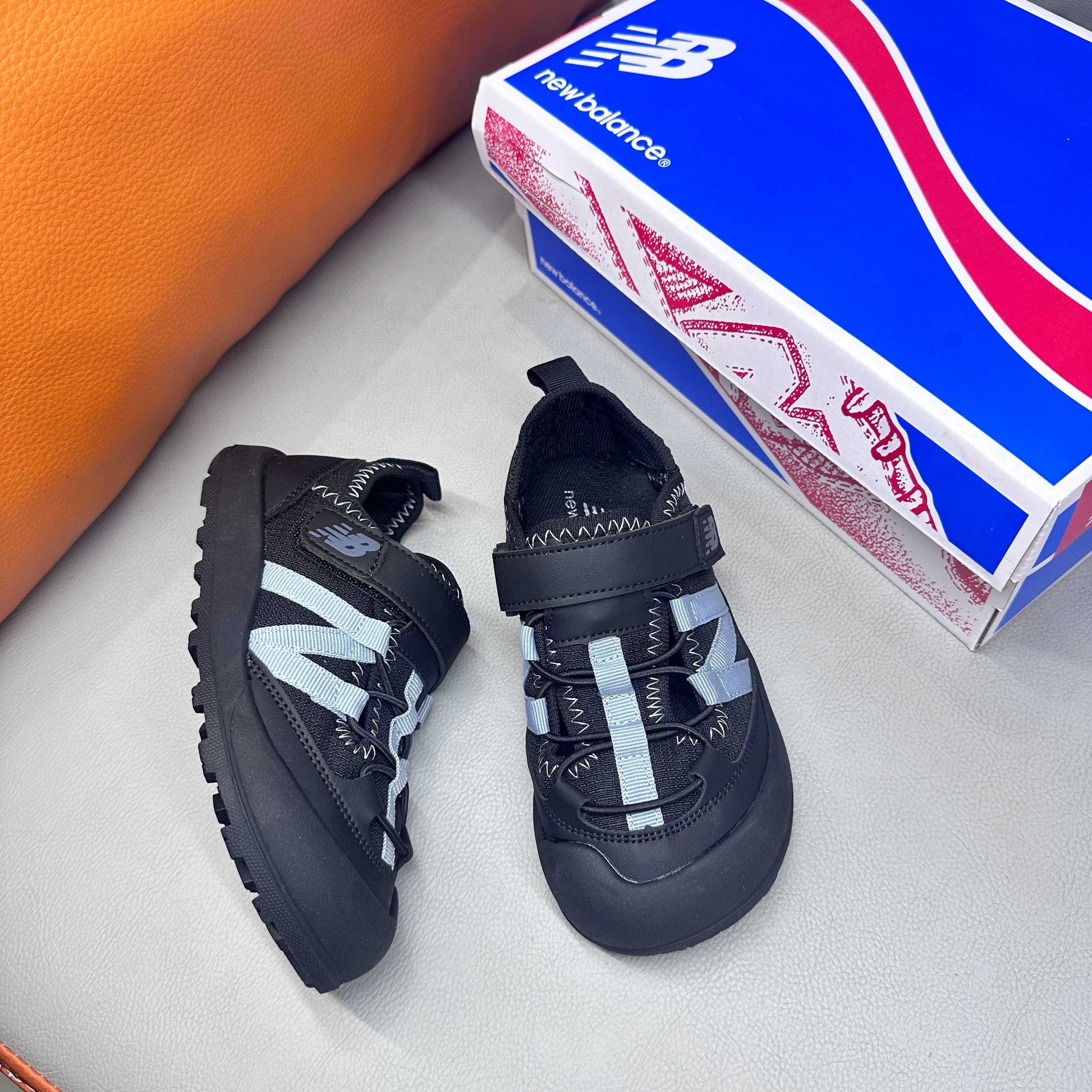 N3205 Velcro Sandals "black,  light blue-grey "