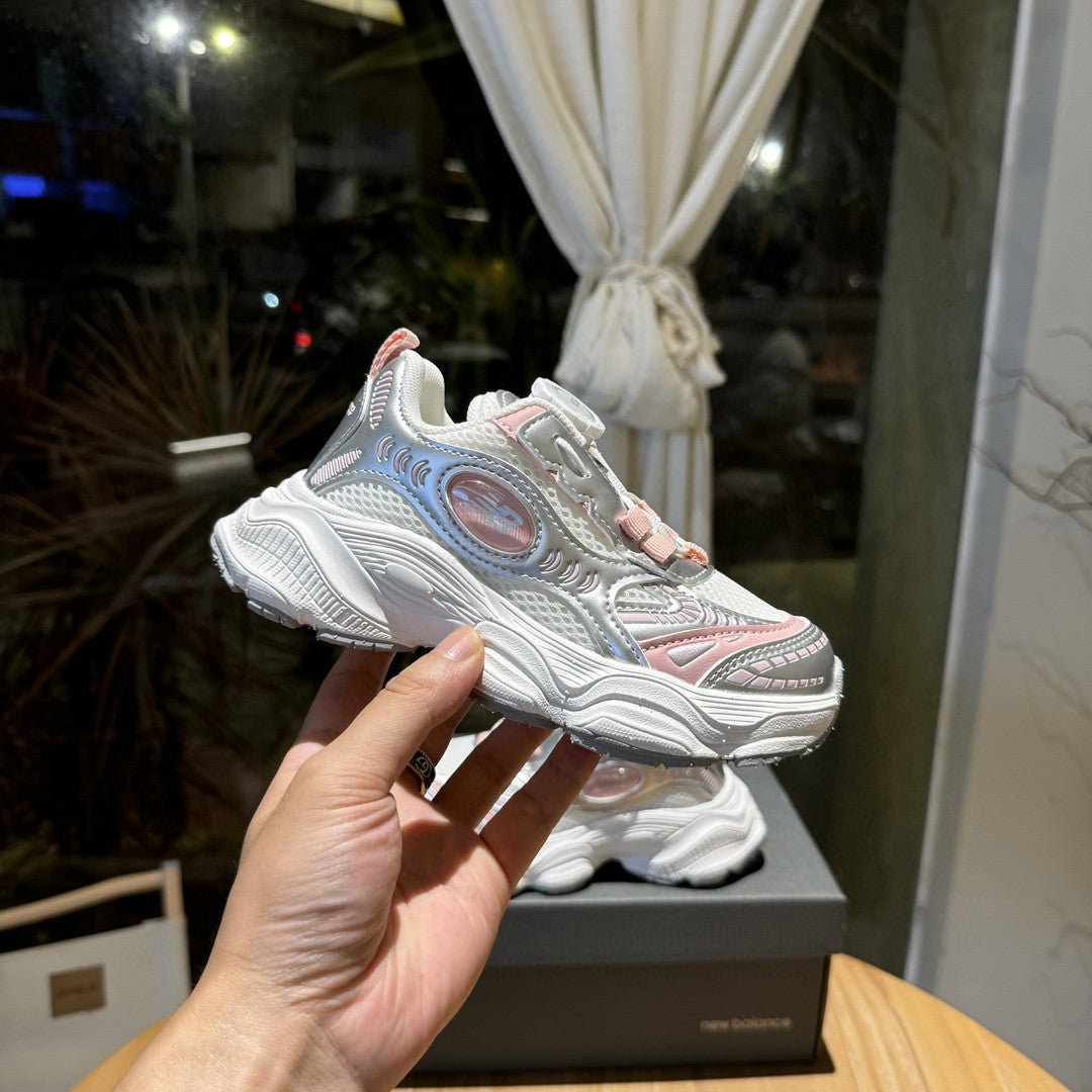 NB New Balance Retro Daddy Style Casual Sports Running Shoes" white, silver, pink"