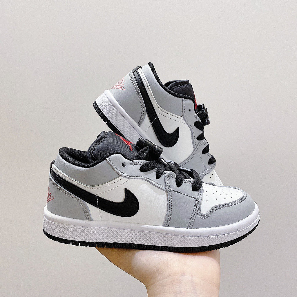 Joe 1 low-top elastic buckle parent-child shoes" white, gray"