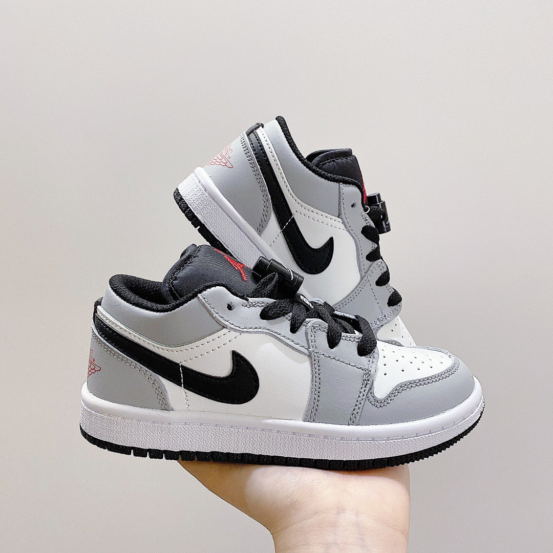 Joe 1 low-top elastic buckle parent-child shoes" white, gray"
