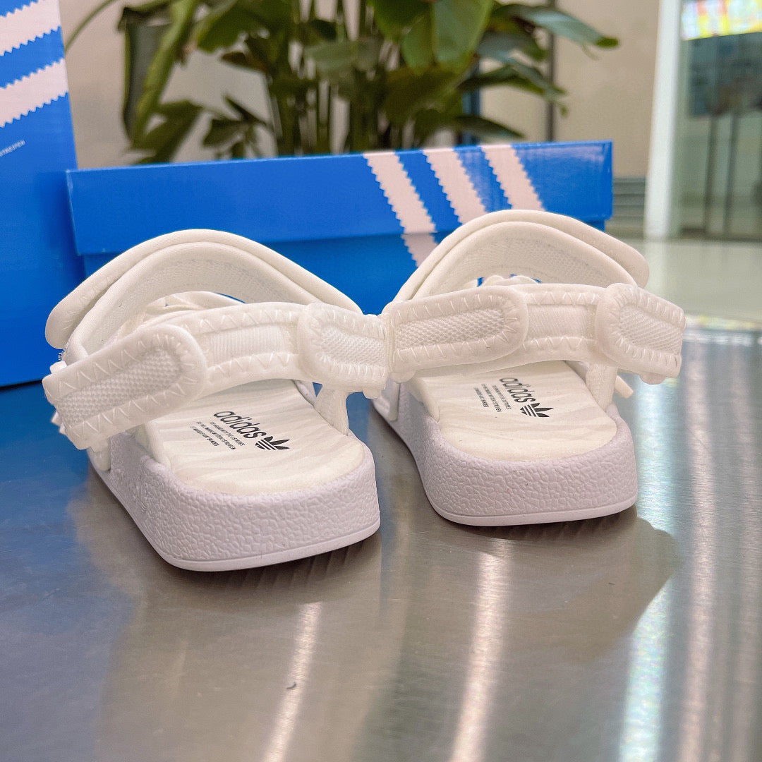 Adidas clover hook and loop beach sandals" white"