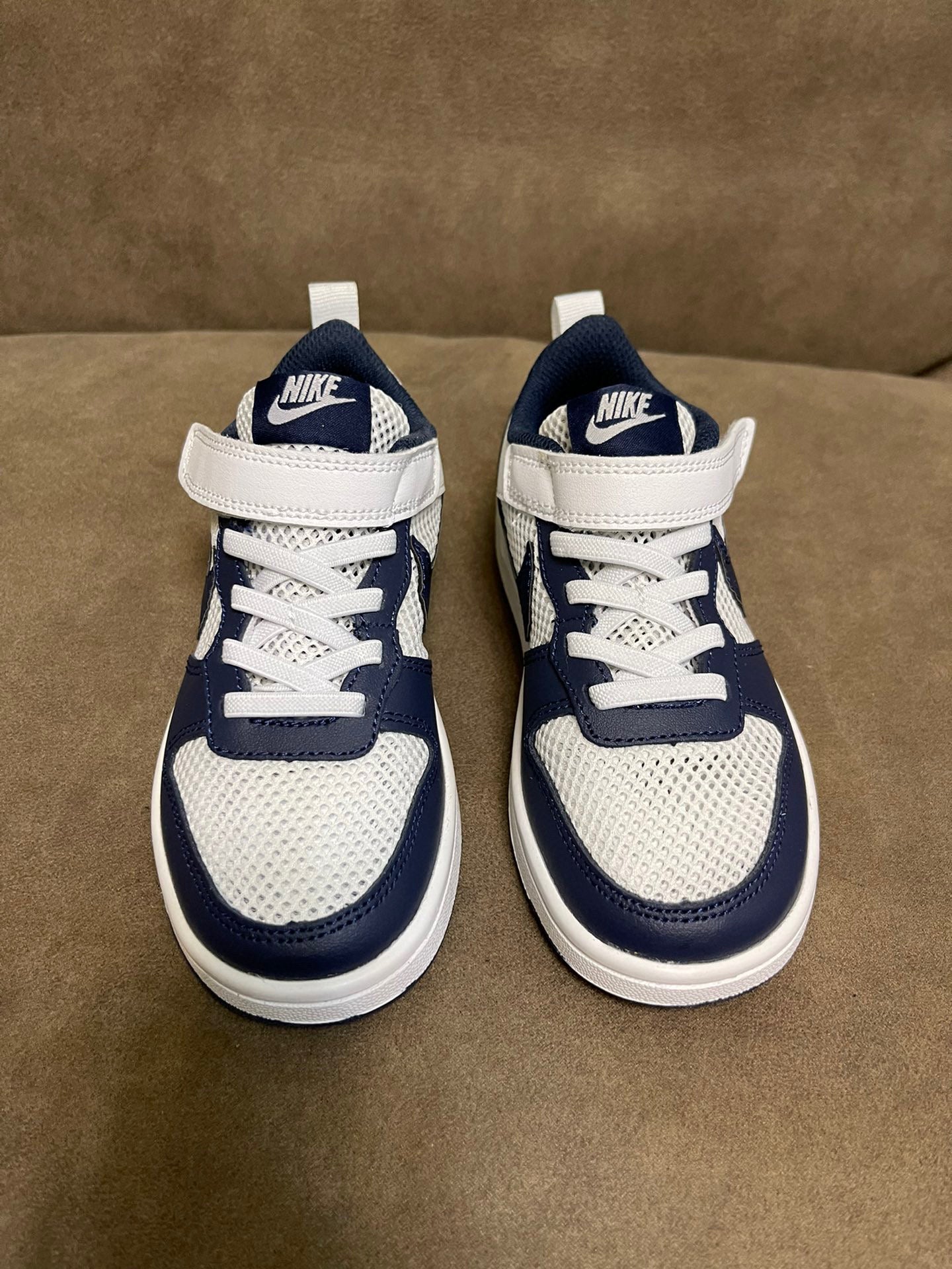 NIKE workwear Air Force One mesh elastic band Velcro children's shoes" cream, Navy"