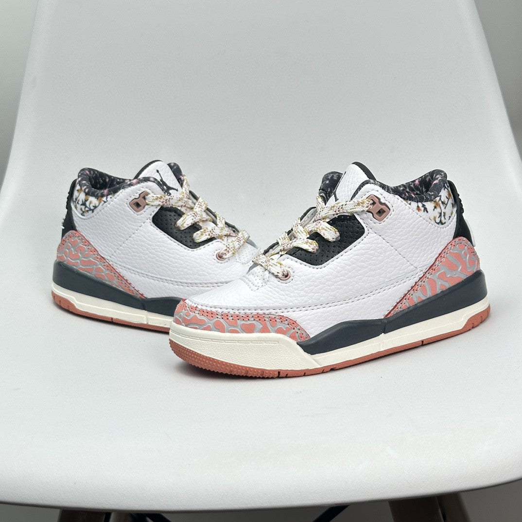 Jordan 3 children's shoes" white, gray, pink"