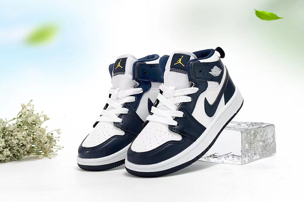 Jordan AJ1 children's shoes" white, Navy"