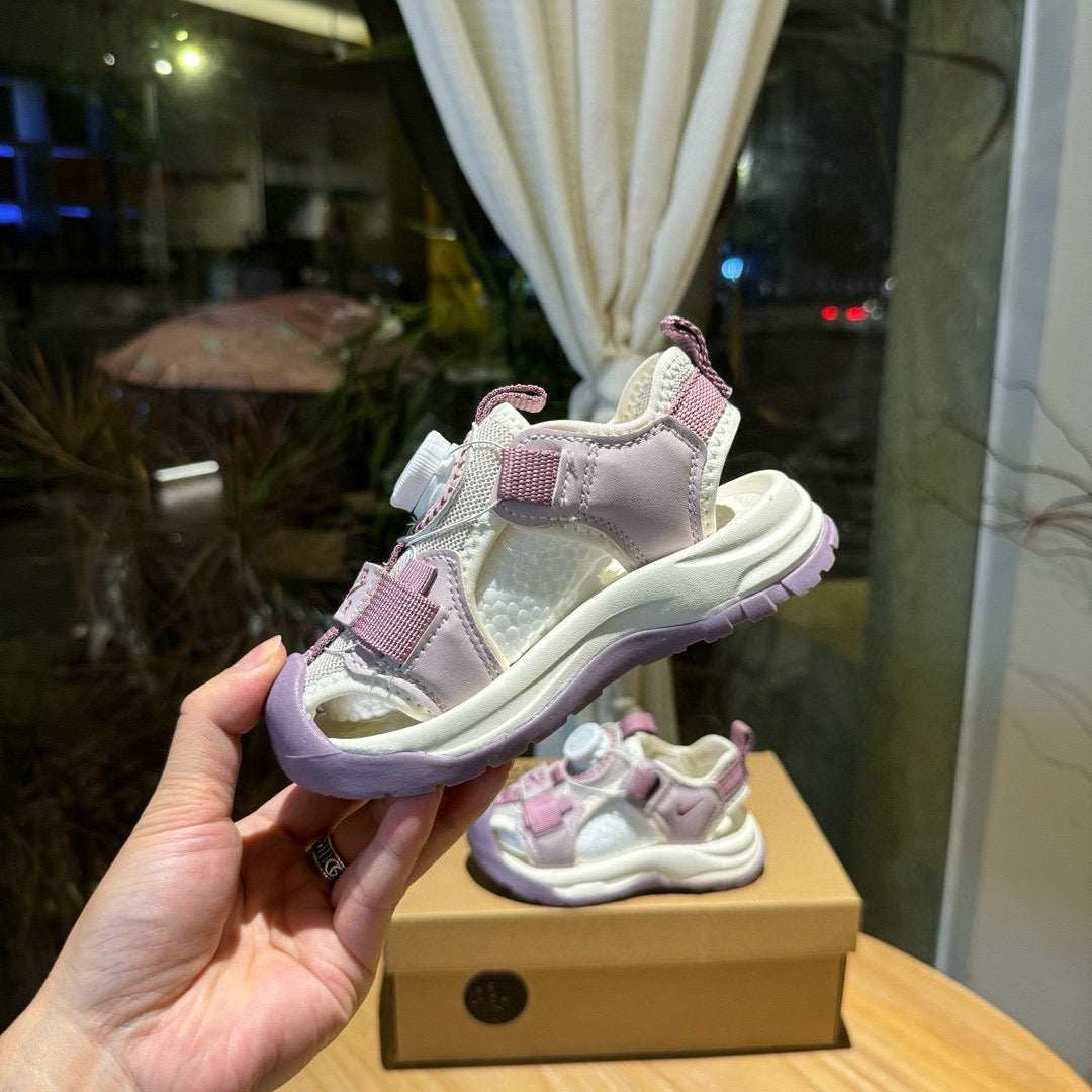 Nike closed toe rotating button sandals" Light Purple"
