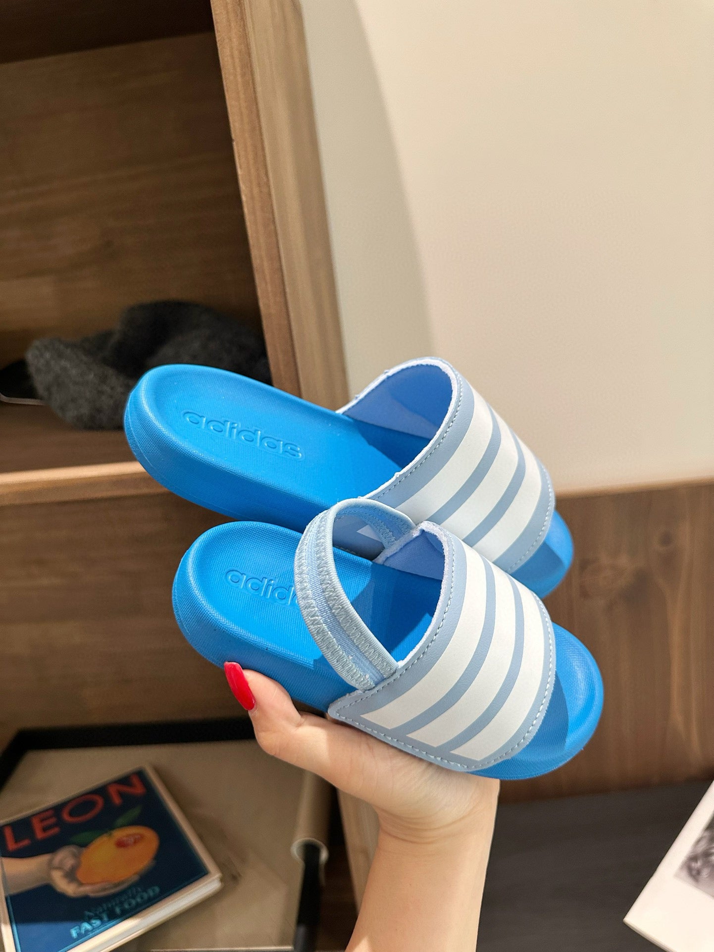 Adidas parent-child sandals" blue"