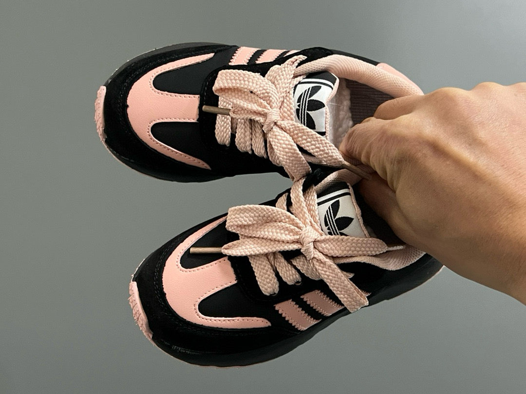 Adidas three stripes Velcro children's shoes " black, pink"