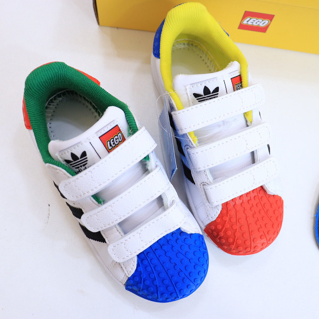 Adidas LEGO joint shell toe children's shoes" white, blue, red"