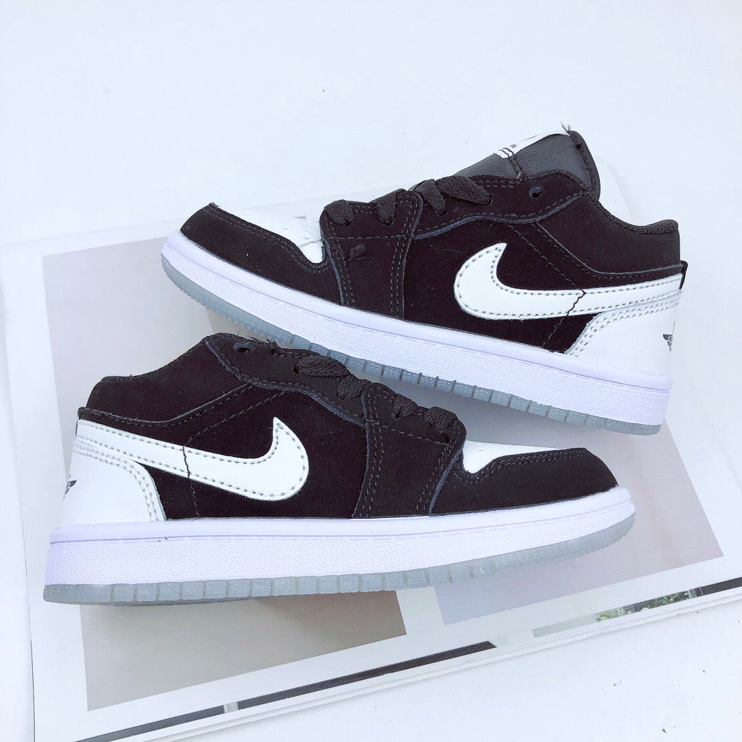 Joe 1 low-top elastic buckle parent-child shoes" black, white"