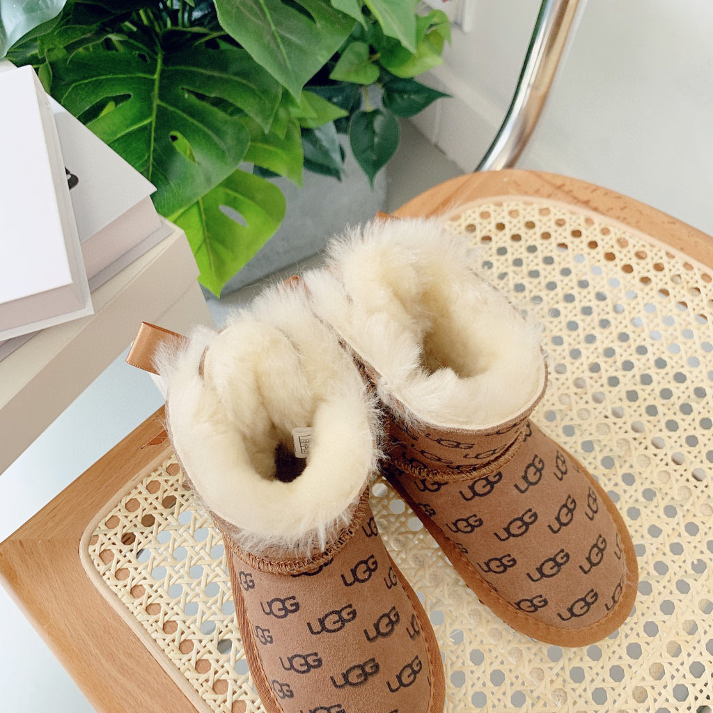 UGG co-branded wool integrated snow boots" brown"