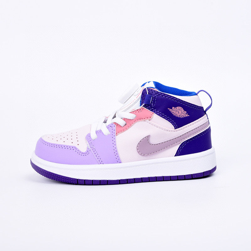 Joe 1 rotating button high top children's shoes" blue, purple, rose"
