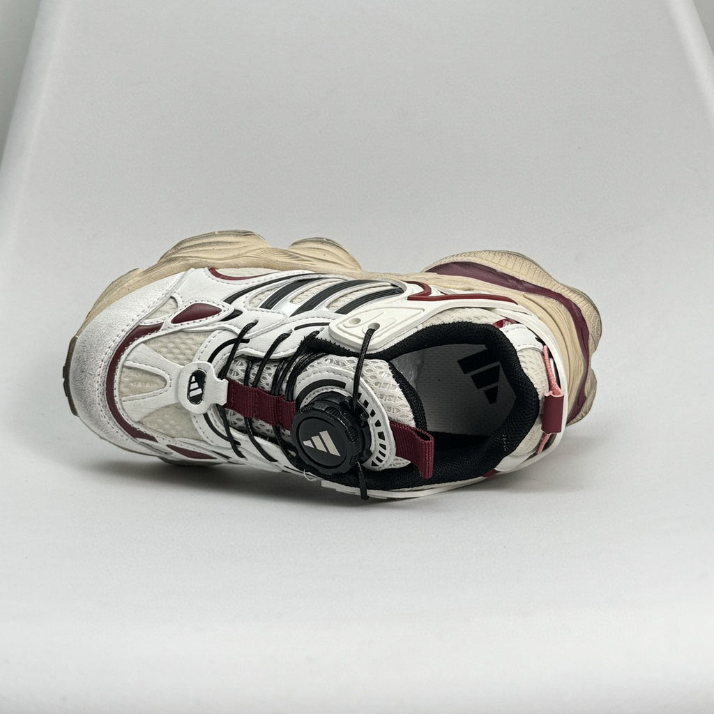 Adidas XLG Runner Deluxe runner dad shoes" cream, white, burgundy"