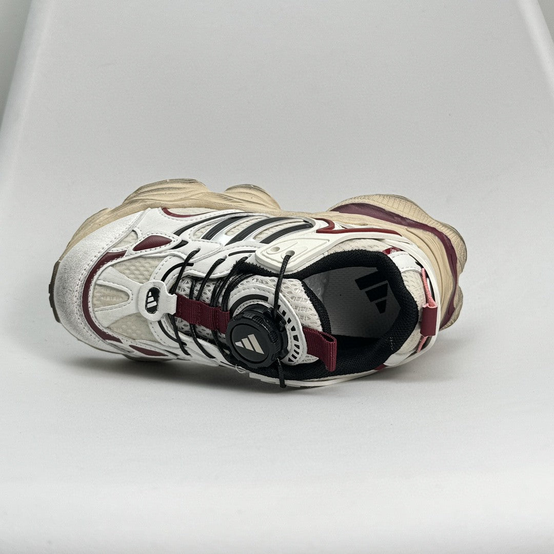 Adidas XLG Runner Deluxe runner dad shoes" cream, white, burgundy"