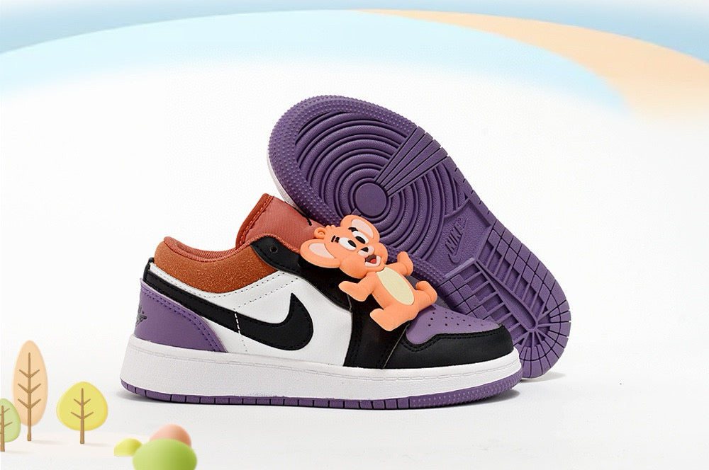 Jordan low-top first generation cartoon children's shoes" white, black, navy"
