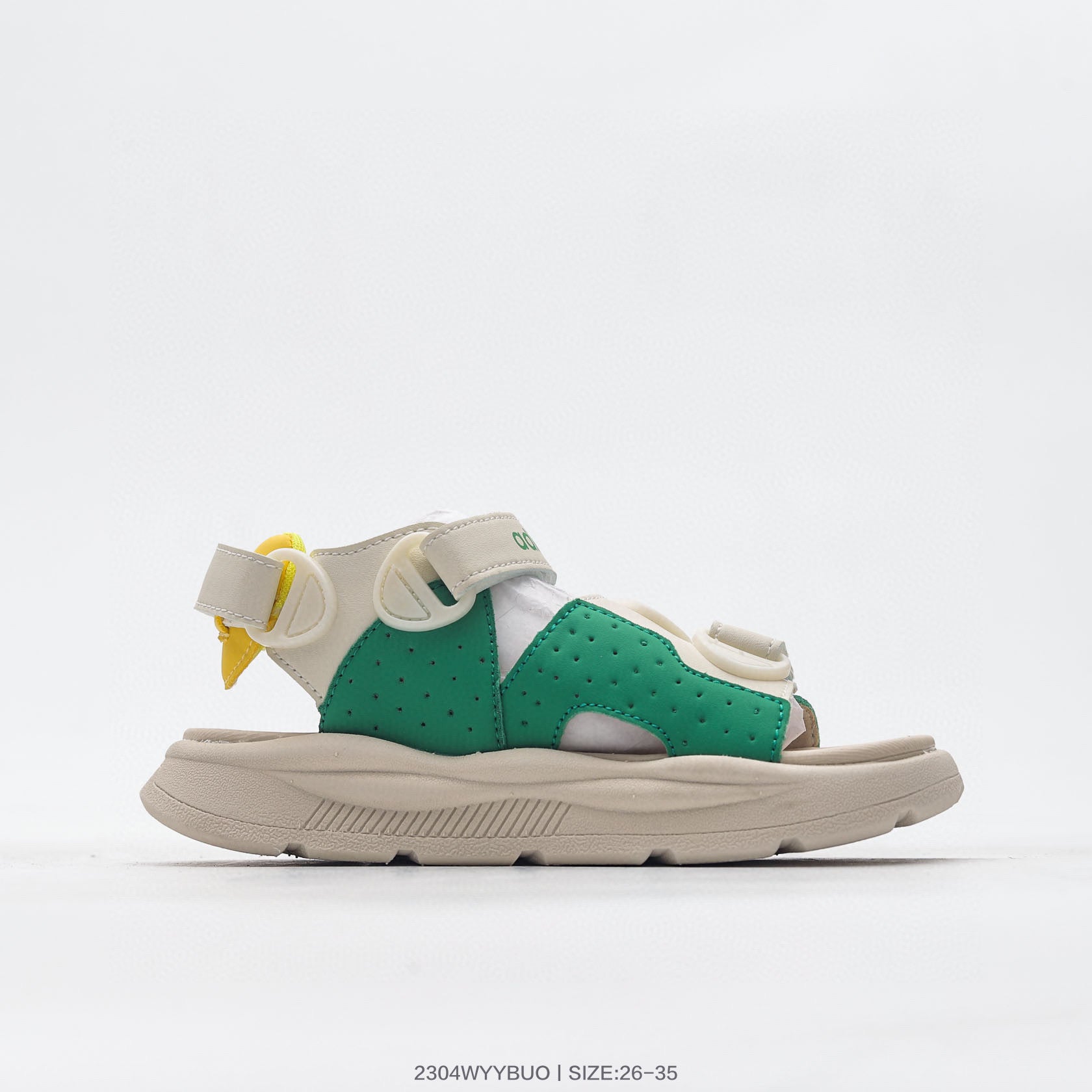 Adidas three-bar Velcro outdoor sandals" green"