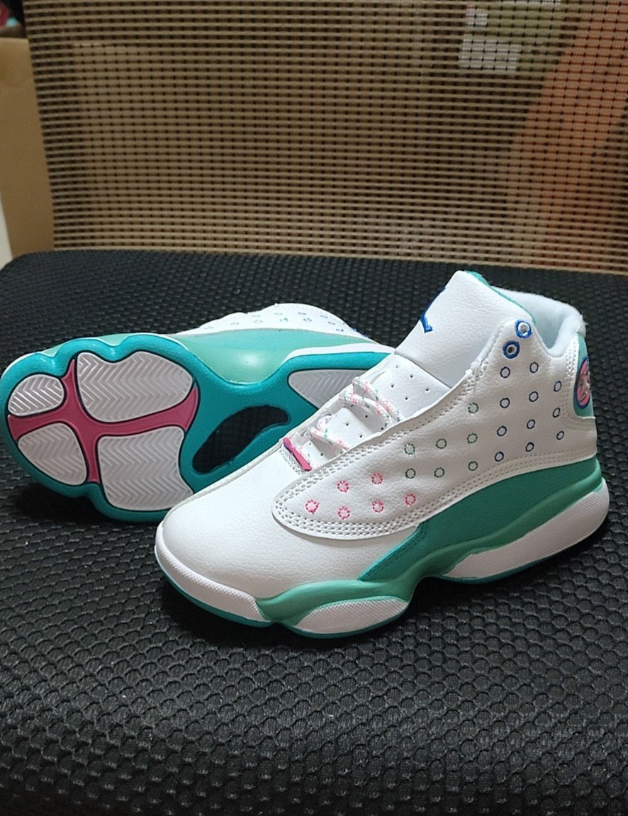 Joe 13 high top children's shoes" white, turquoise"