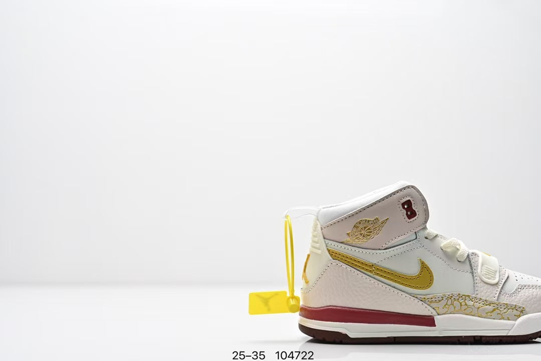 Jordan 312 high top children's shoes full second layer leather" white, light pink, yellow"