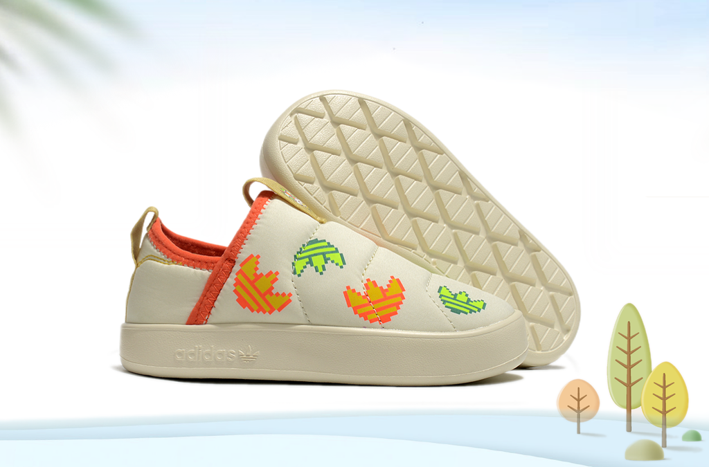 Adidas 360C velvet children's shoes " cream, orange"