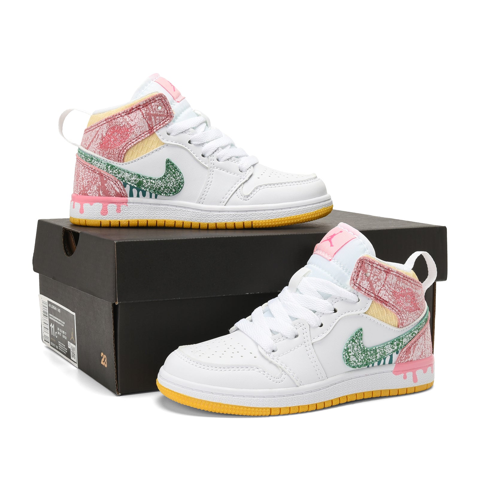 AJ-127" White, green, Pink"
