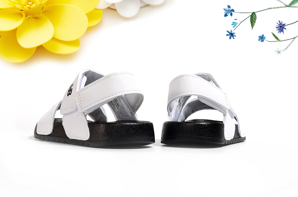 NB double bar sandals " white, black"