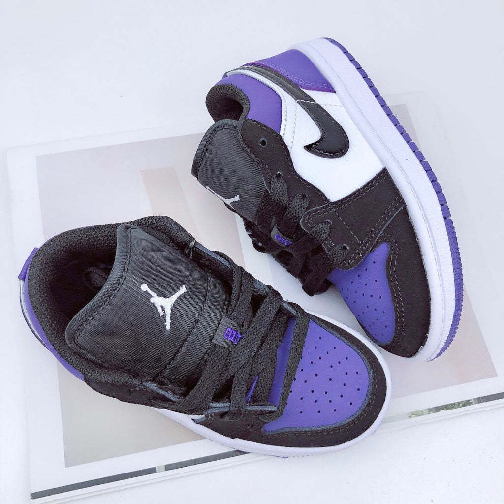 Joe 1 low-top elastic buckle parent-child shoes" black, purple"