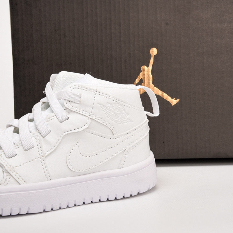 Jordan high top inner Velcro elastic band children's shoes" white"