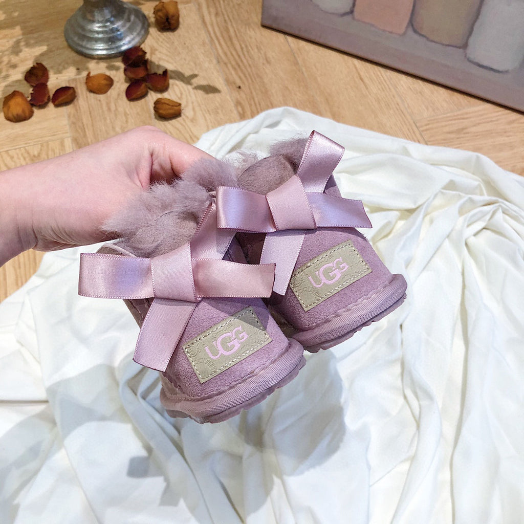 UGG bow wool integrated toddler shoes snow boots"  mauve"