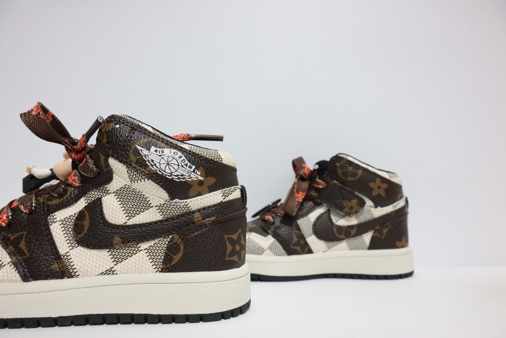 Joe 1 chessboard Lego high school children's shoes" brown, cream, off white"