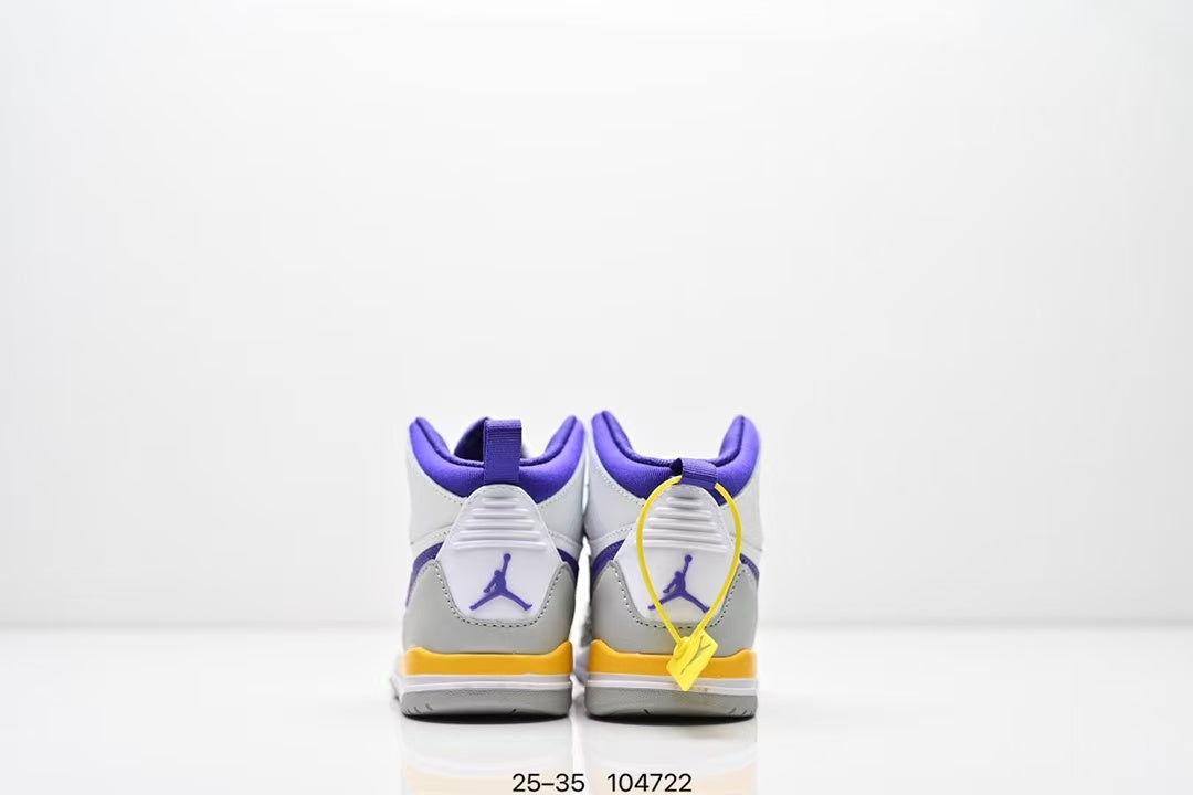 Jordan 312 high top children's shoes full second layer leather" white, blue"
