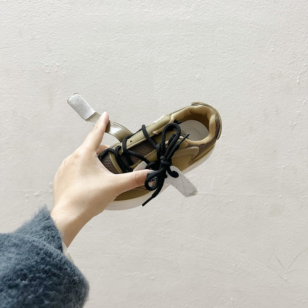 AD Velcro children's casual sneakers" olive brown"