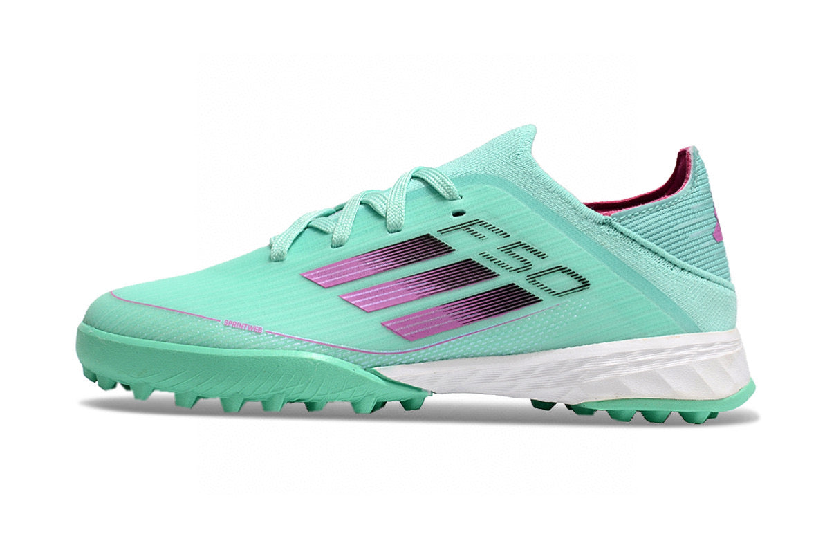 Adidas F50 knitted waterproof football shoes" Turquoise, white"