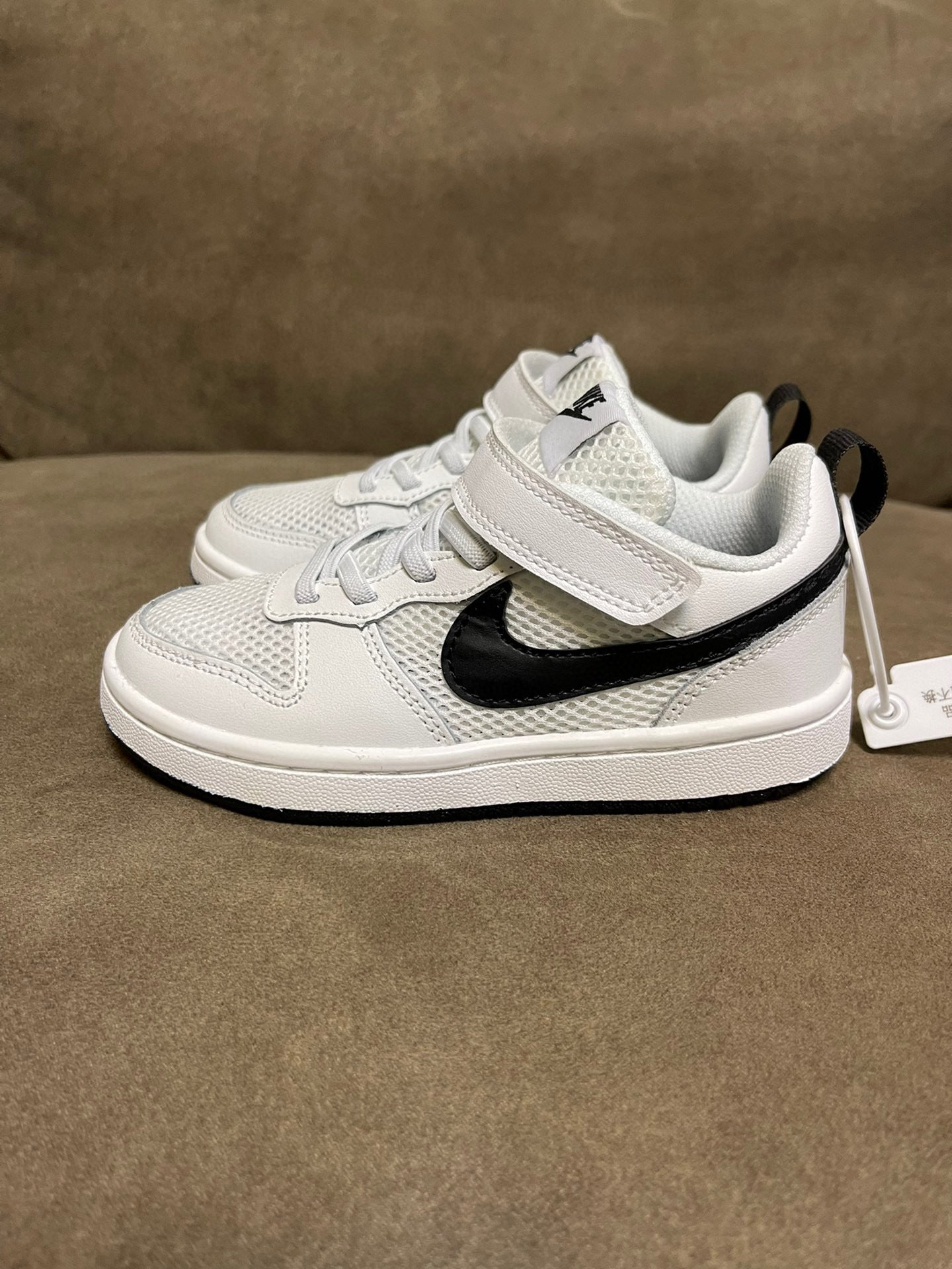 NIKE workwear Air Force One mesh elastic band Velcro children's shoes" white"
