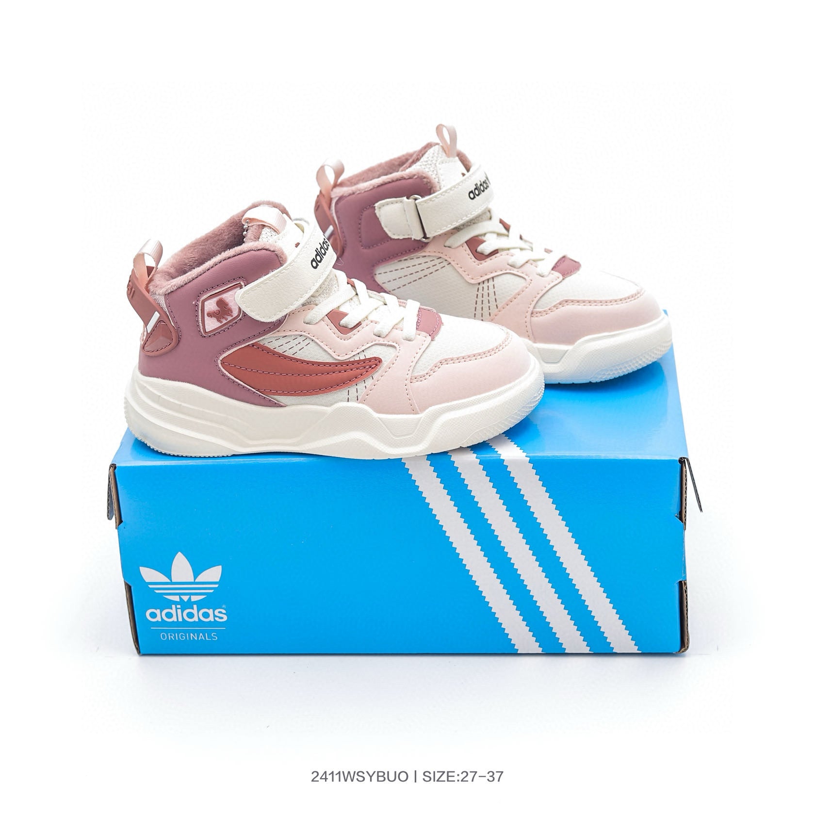 Adidas mid-cut Velcro sneakers" pink, purple"