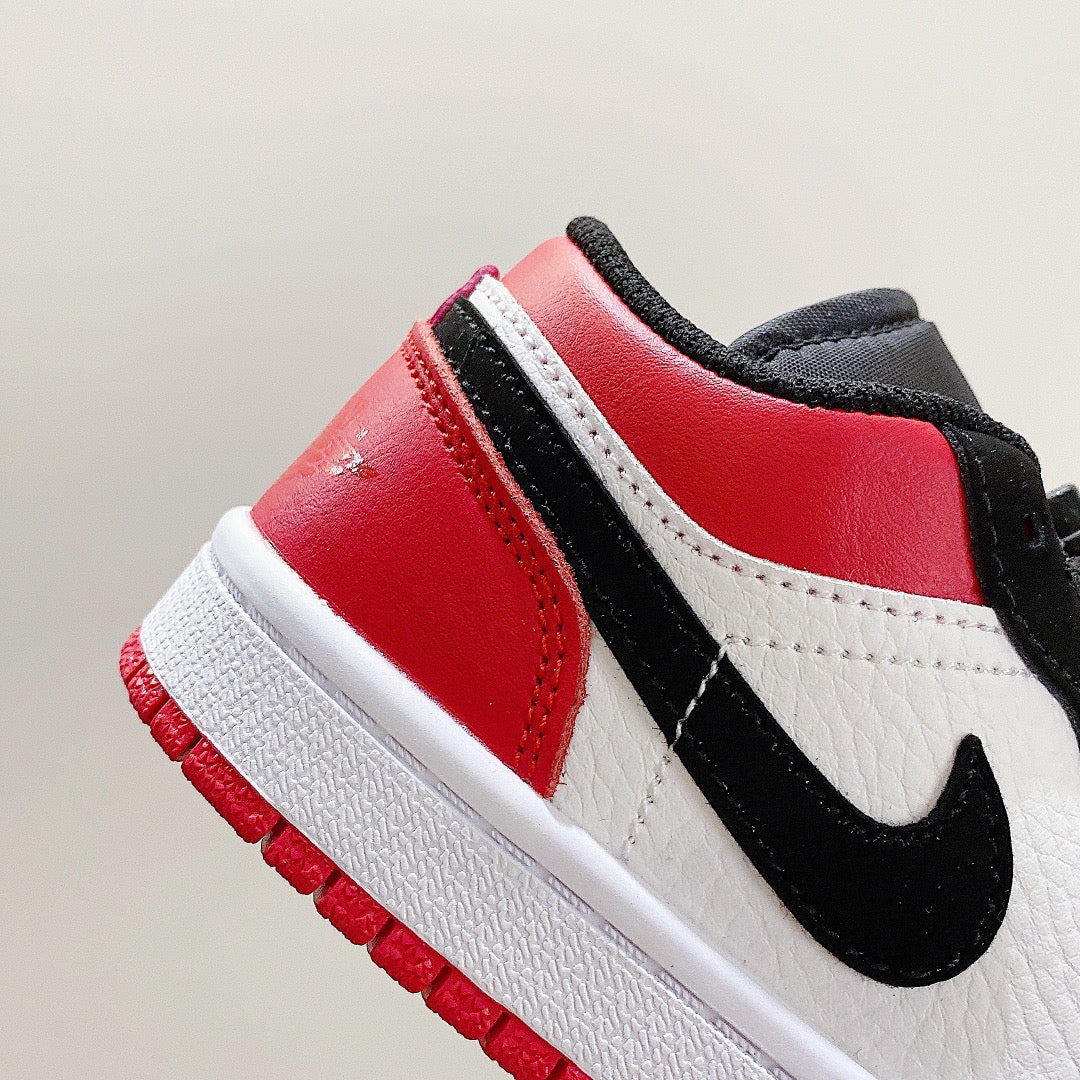 Joe 1 low-top elastic buckle parent-child shoes" white, black, red"