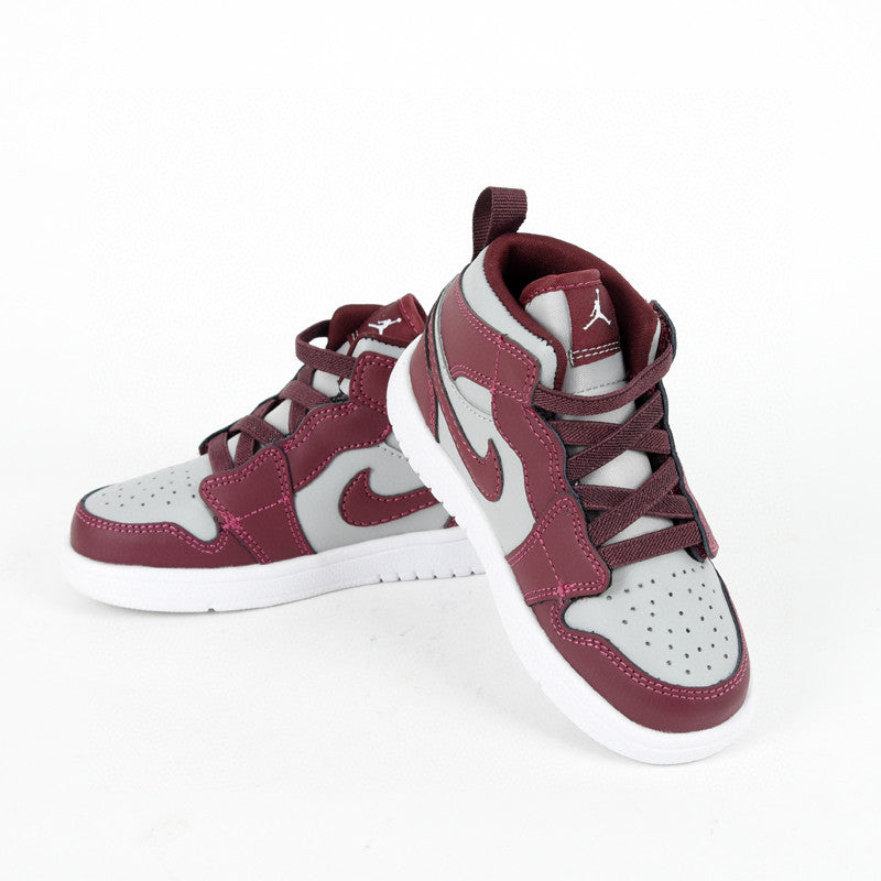 Jordan high top elastic band" burgundy, light gray"