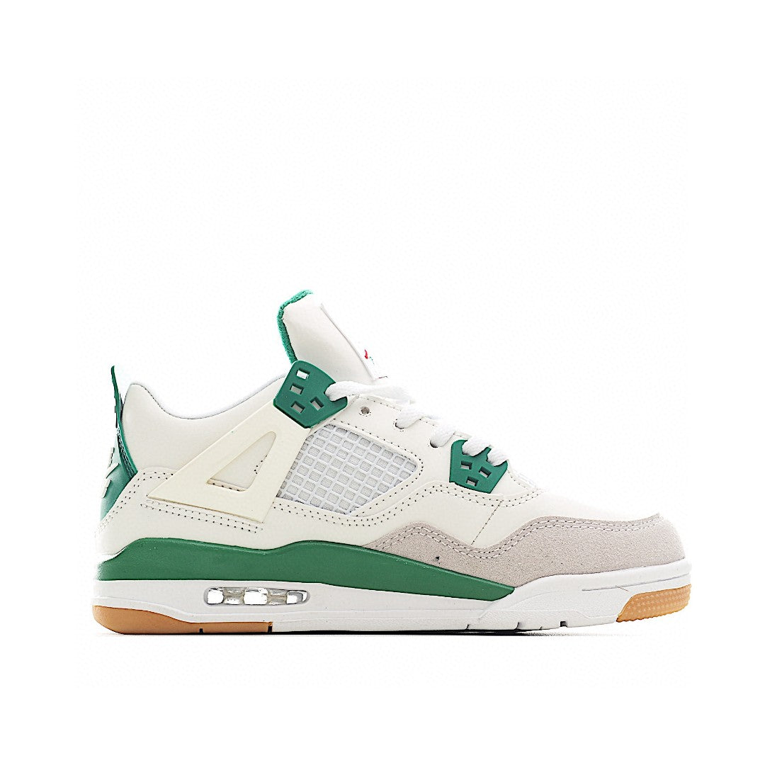 NK AJ 4th generation lace-up basketball air cushion children's shoes" white, light gray, green"