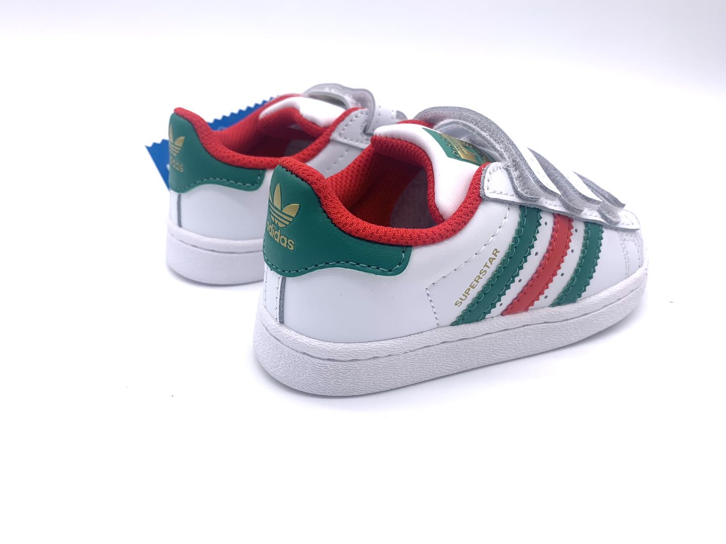 Adidas classic shell toe children's shoes" white, green, red"