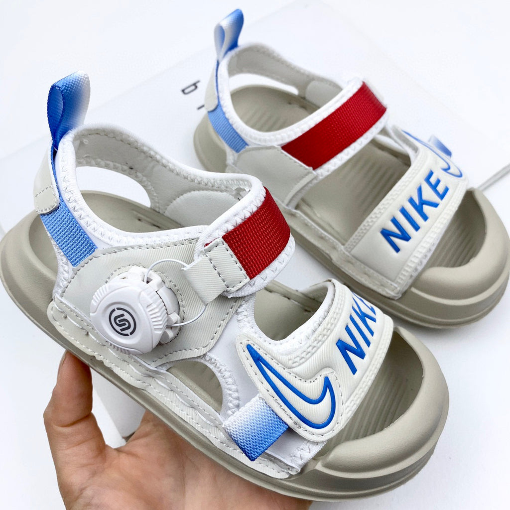 Nike Twist Lock Closed Toe Sandals" white, gray"