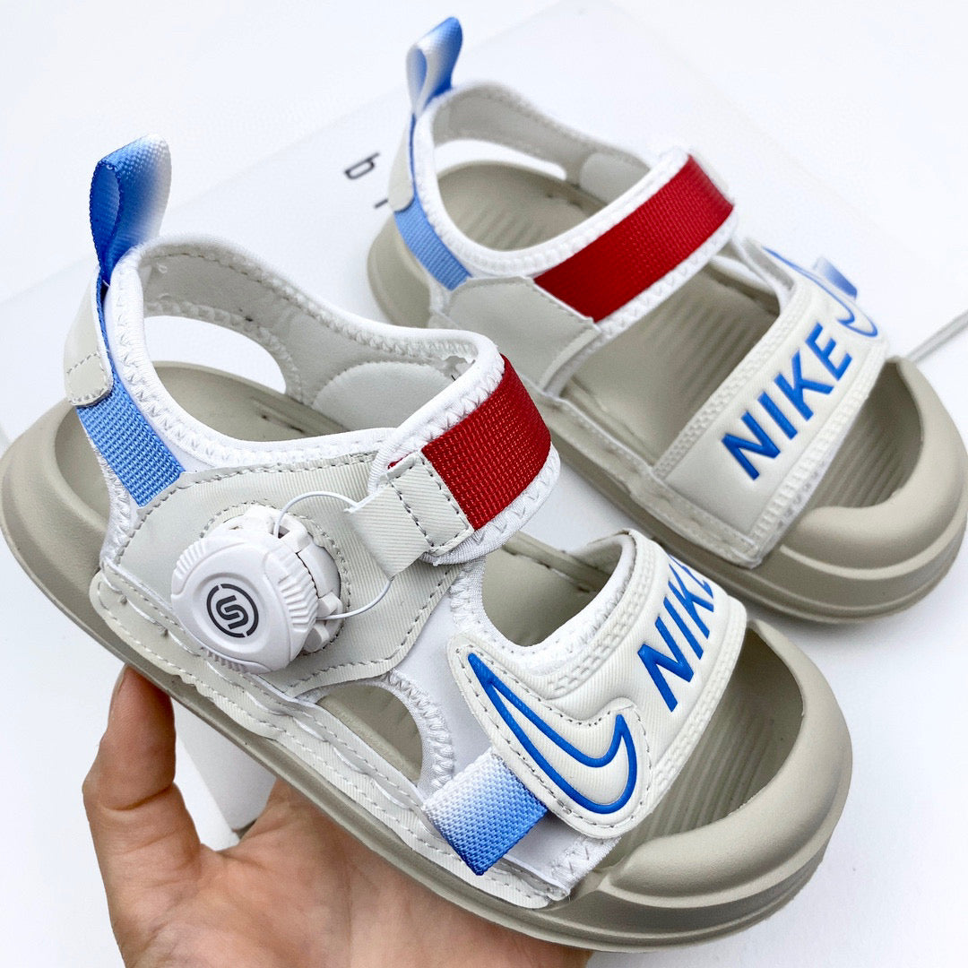 Nike Twist Lock Closed Toe Sandals" white, gray"