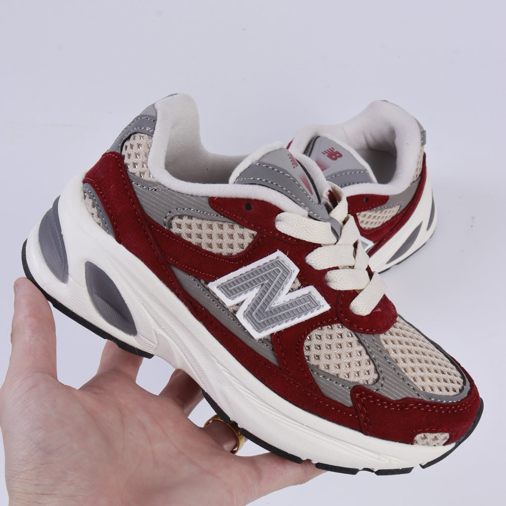 N 2010 children's shoes" maroon red, light beige, & gray"