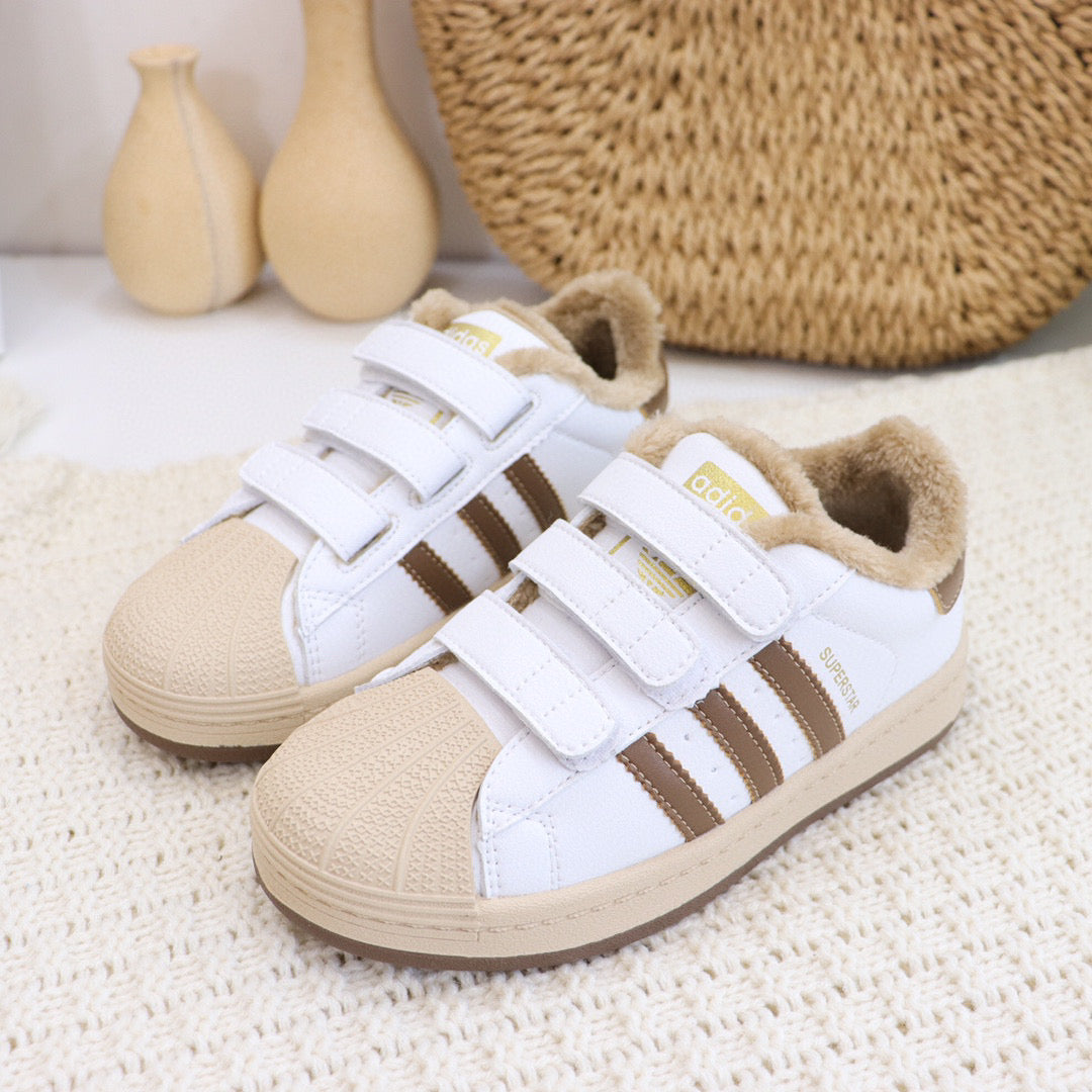 Adidas clover Velcro shell toe plus velvet sneakers" white, beige"