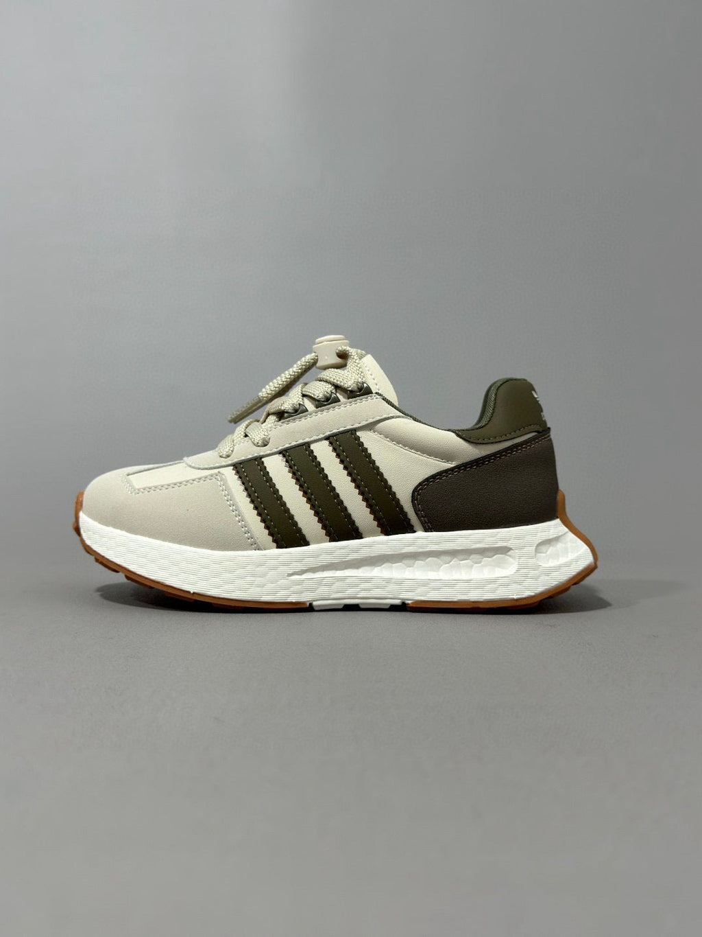 Adidas Popcorn Running Shoes" gray, dark olive green"