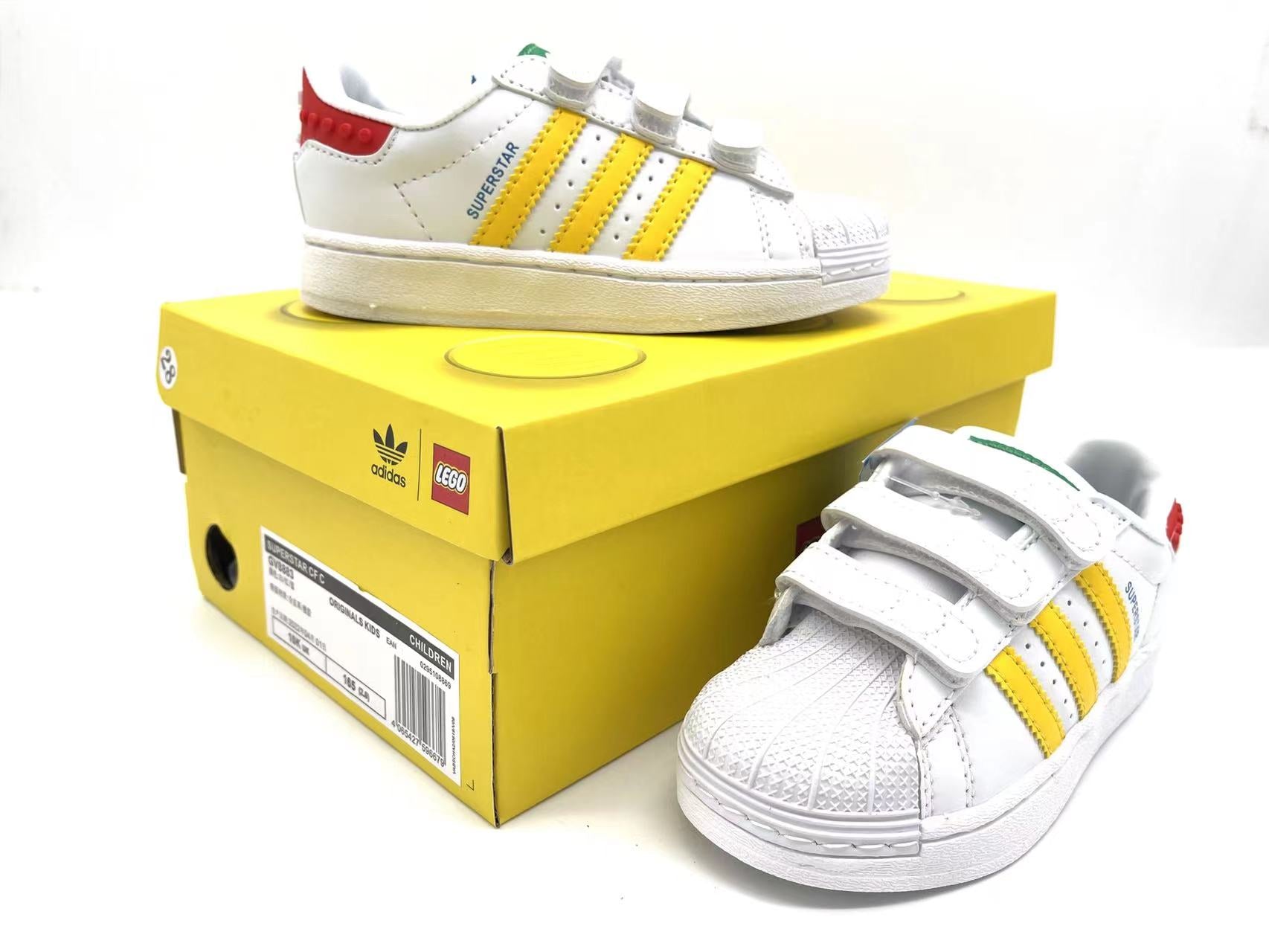 Adidas classic shell toe children's shoes" white, yellow"