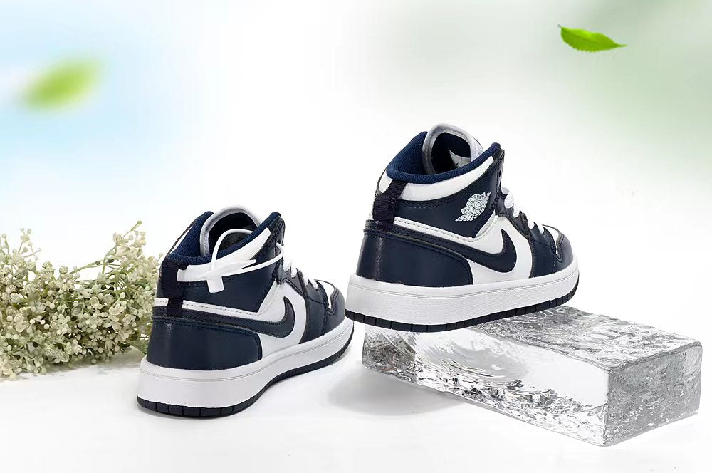 Jordan AJ1 children's shoes" white, Navy"