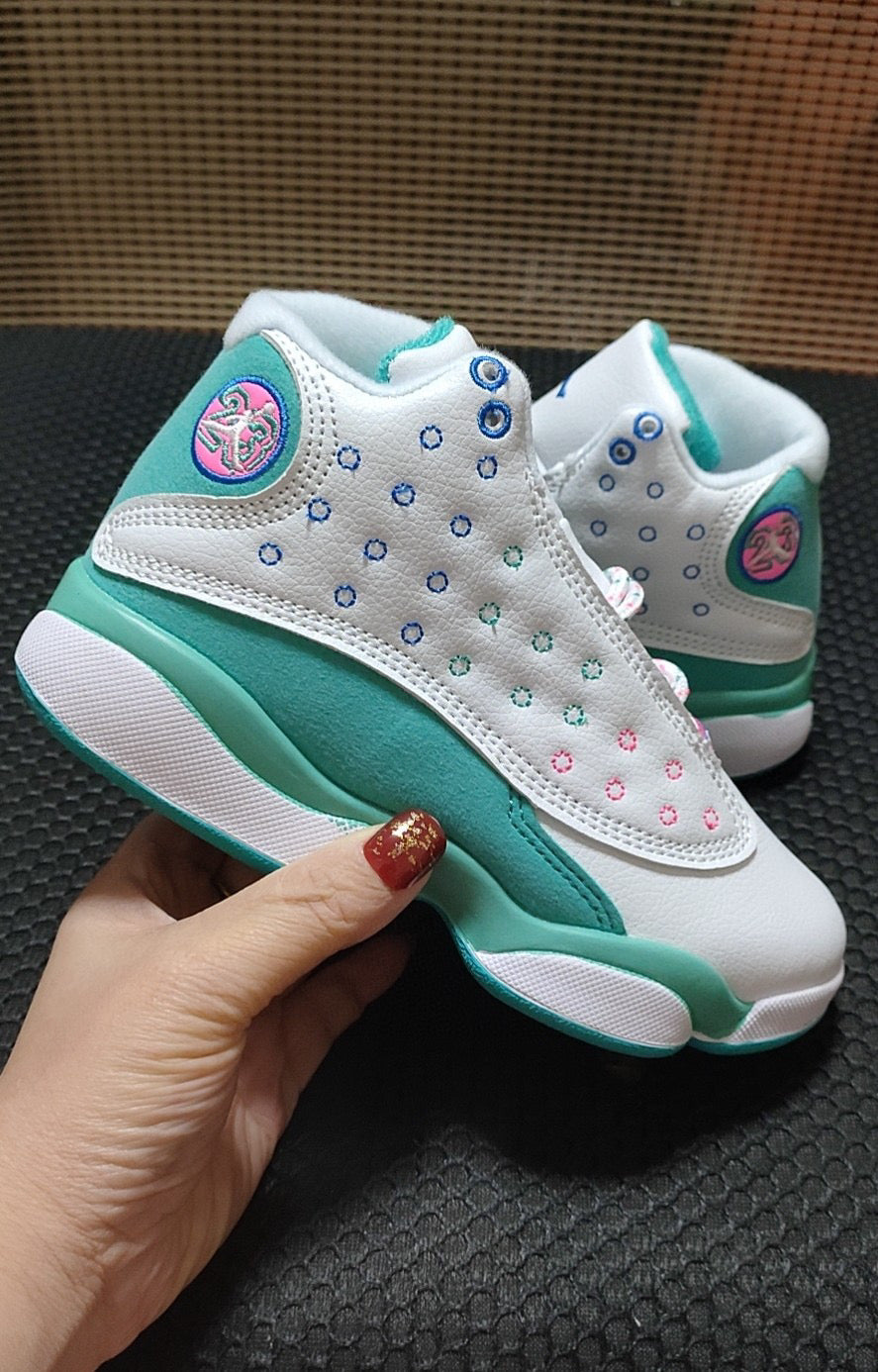 Joe 13 high top children's shoes" white, turquoise"