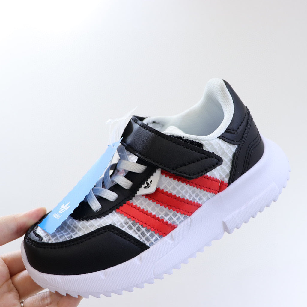 Adidas clover lightweight soft sole" white, black, red"