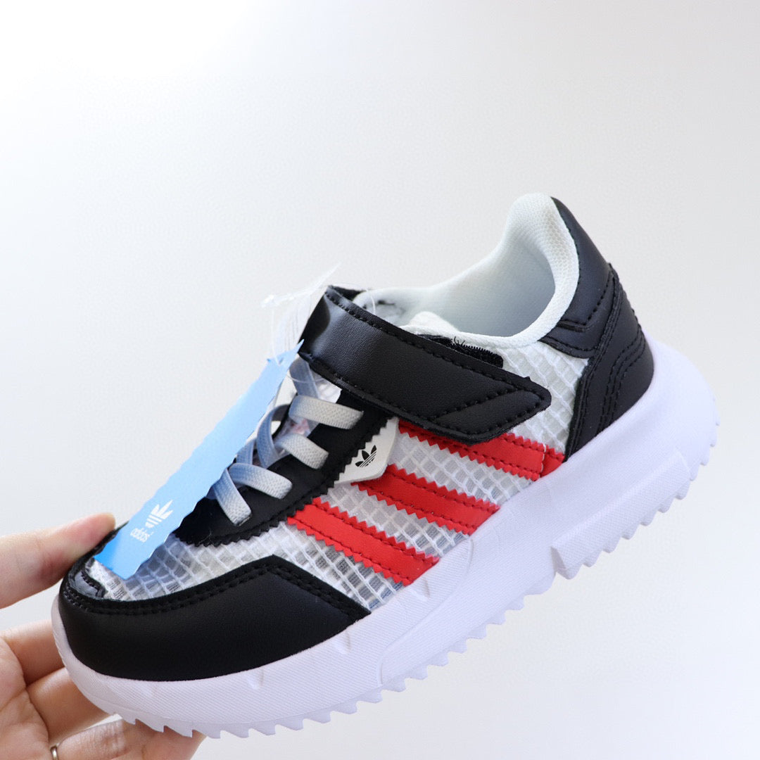 Adidas clover lightweight soft sole" white, black, red"